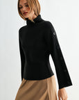 Black Long Sleeve Sweater with Button Detail