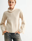 Buff Long Sleeve Sweater with Button Detail