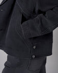 Dark Vintage Washed Spliced Retro Denim Jacket
