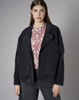 Dark Vintage Washed Spliced Retro Denim Jacket