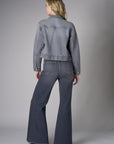 Redefine chic with the 'Gray Denim' Denim Bomber Jacket- Grey – the perfect finishing touch.