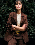Brown snake print denim jacket