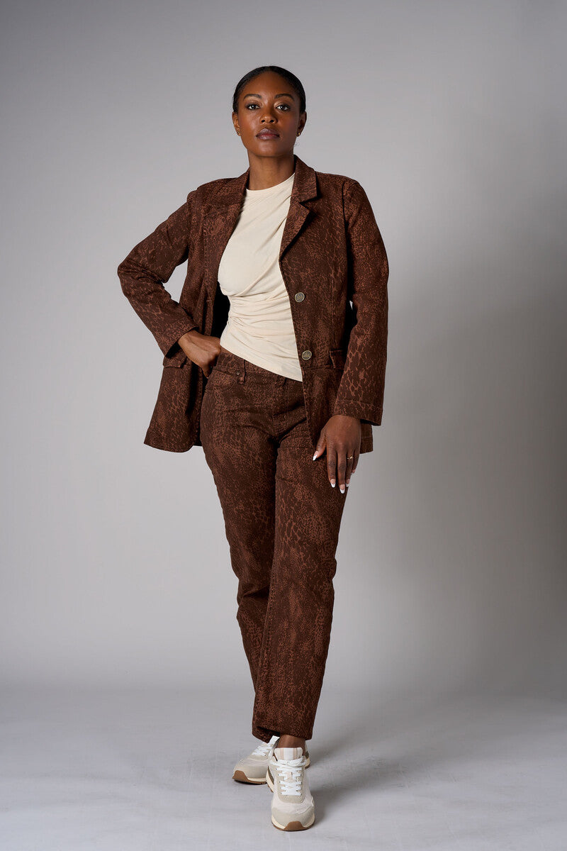 Brown snake print denim jacket