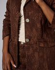 Brown snake print denim jacket