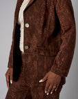 Brown snake print denim jacket