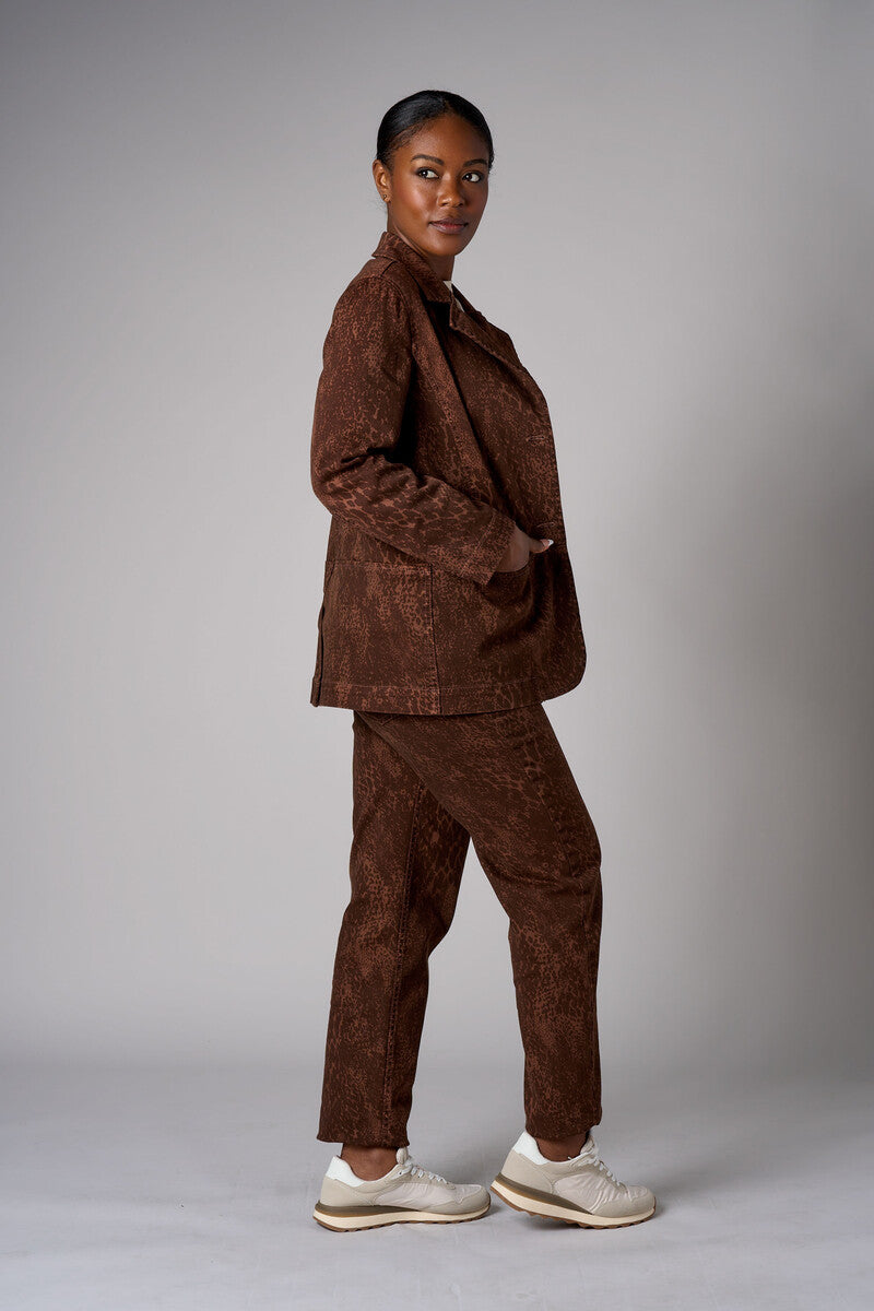 Brown snake print denim jacket
