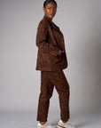 Brown snake print denim jacket