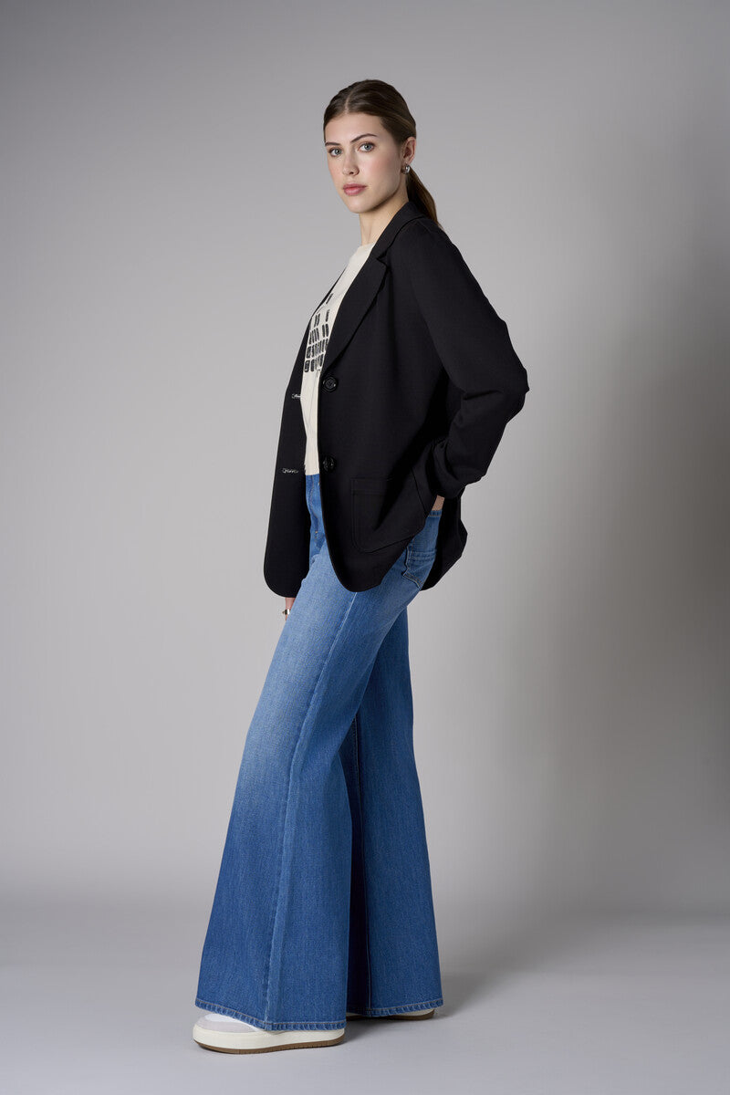 Embrace the beauty of 'Black' in our signature Ribbed Blazer.