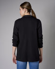 Embrace the beauty of 'Black' in our signature Ribbed Blazer.