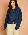 Indigo Pleated Front Denim Jacket
