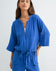 Cobalt Zip Front Braided Jacket