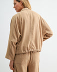 Burlap Cropped Dolman Sleeve Jacket