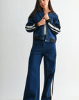Indigo Petite Athletic Striped Denim