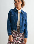Medium Indigo Denim Bomber Jacket
