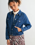 Medium Indigo Plus-Size Bomber Jacket