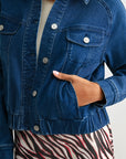 Medium Indigo Plus-Size Bomber Jacket