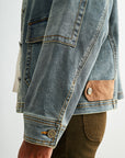Indigo Plus-Size Denim Shacket with Suede Collar