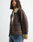 Dark Brown Faux Shearling Jacket