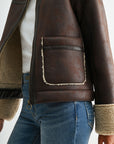 Dark Brown Faux Shearling Jacket