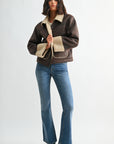 Dark Brown Faux Shearling Jacket