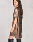 Champagne Zip Back Woven T-Shirt Dress
