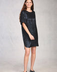 Midnight Zip Back Woven T-Shirt Dress