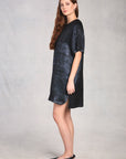 Midnight Zip Back Woven T-Shirt Dress