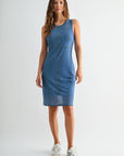 Mesh Denim Dress Indigo