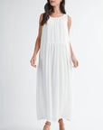 White Halter Neck A-line Maxi Dress