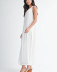 White Halter Neck A-line Maxi Dress