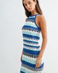 Cobalt Pointelle Halter Dress