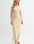 Parchment Crochet Midi Dress