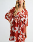 Paprika A-line Flutter Sleeve Dress