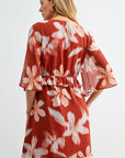 Paprika A-line Flutter Sleeve Dress