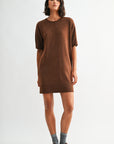 Brown Short Sleeve T-Shirt Dress