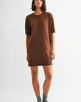 Brown Short Sleeve T-Shirt Dress