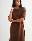 Brown Short Sleeve T-Shirt Dress