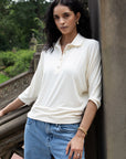 Cream Dolman Sleeve Polo