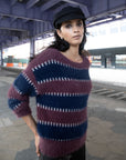 Plum Midnight Long Sleeve Boat Neck Sweater