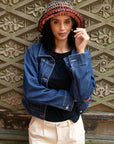 Indigo Pleated Front Denim Jacket