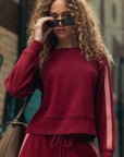 Burgundy Long Sleeve Track Sweatshirt