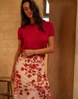 Bright Rose Short Sleeve Sweater
