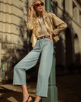 Light Antique Wash Forward Seam Cropped Jean