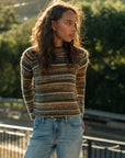 Brown Multi Stripe Long Sleeve Striped Sweater