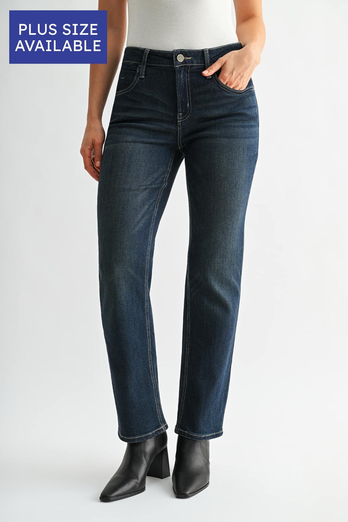 Dark Whisker Wash Plus-Size Dover Straight Leg