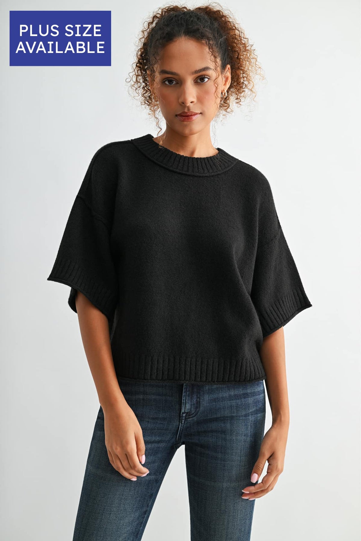 Black Plus-Size Broome Crop Sweater