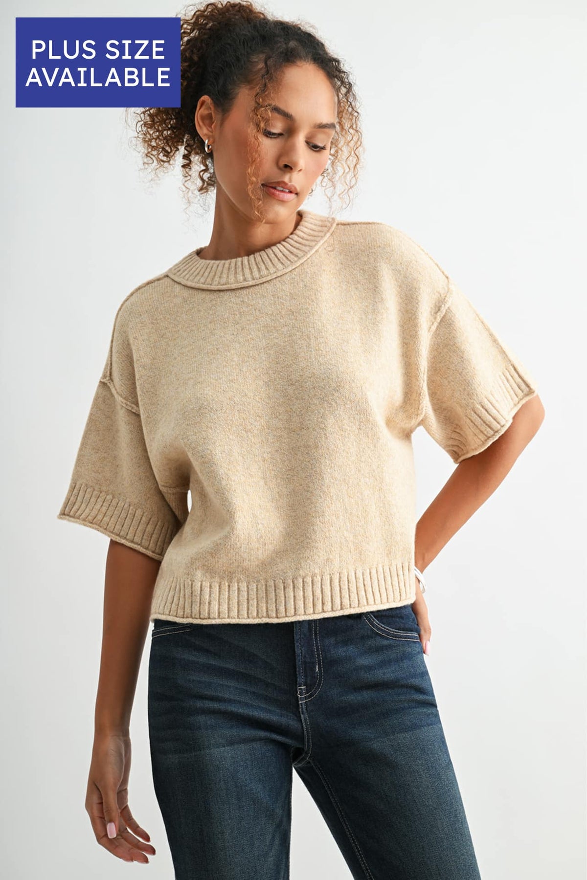 Khaki Plus-Size Broome Crop Sweater