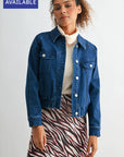 Medium Indigo Plus-Size Bomber Jacket
