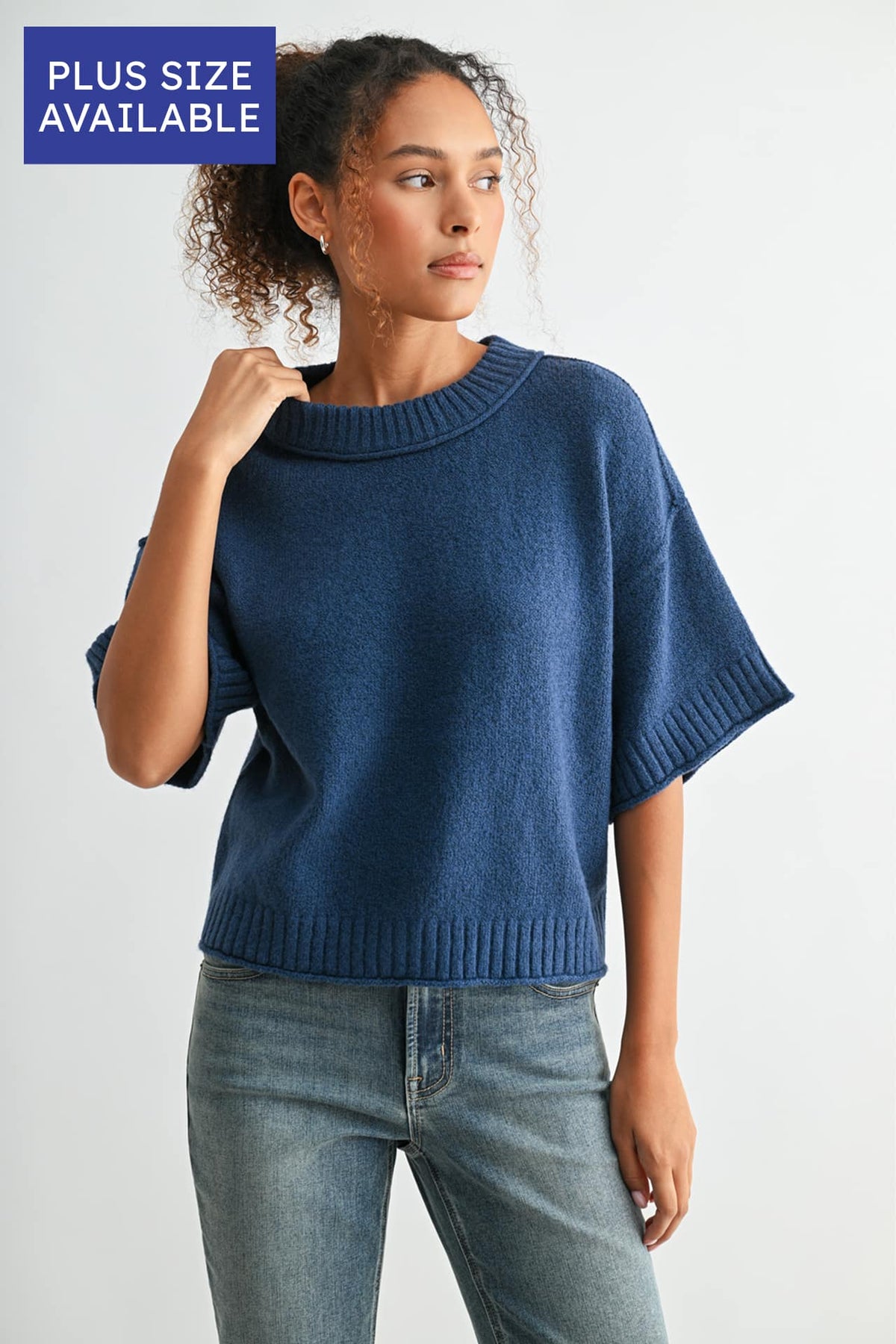 Cadet Blue Plus-Size Broome Crop Sweater