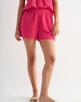 Bright Rose 3 Inch Short w/ Crochet Side